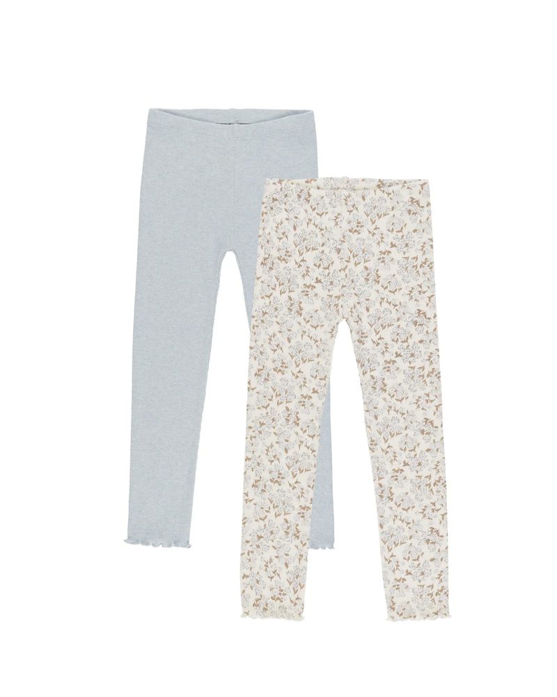 Ribbed Legging Set || Blue Ditsy, Light Blue