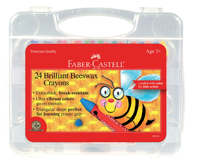 24 Brilliant Beeswax Crayons in Storage Case For Kids