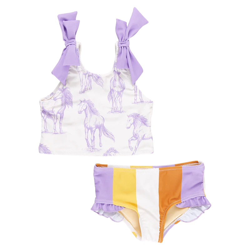 Girls Shelly Tankini - Lavender Horses
