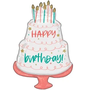 28" Happy Birthday Cake Balloon (with helium)