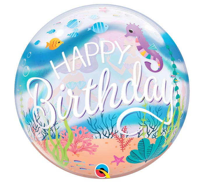 22" Mermaid Birthday Bubble Balloon - Tadpole