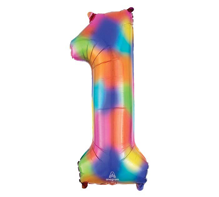 34" Rainbow Splash Number Ballon - Tadpole