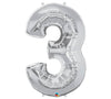 34" Silver Number Balloon - Tadpole