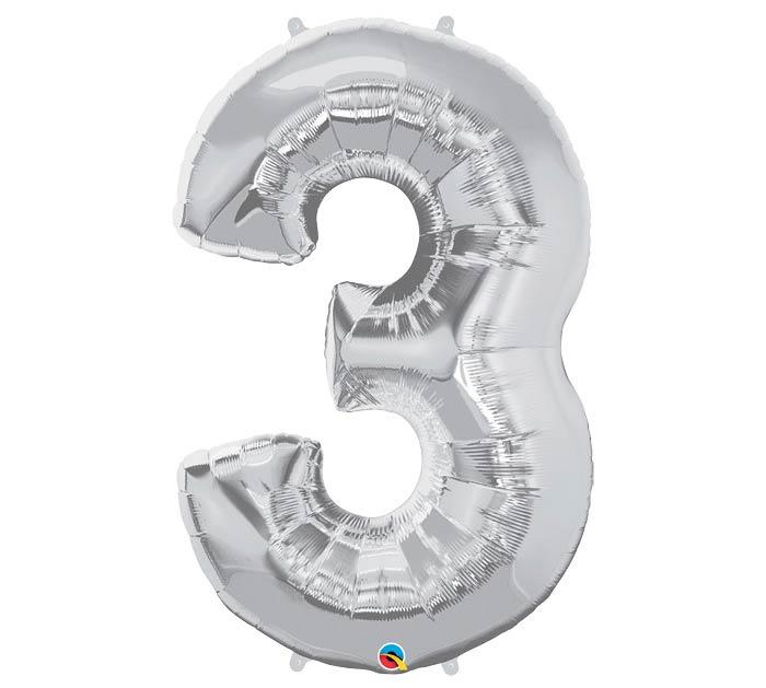 34" Silver Number Balloon - Tadpole