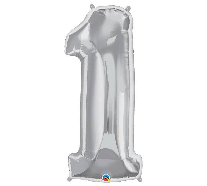 34" Silver Number Balloon - Tadpole