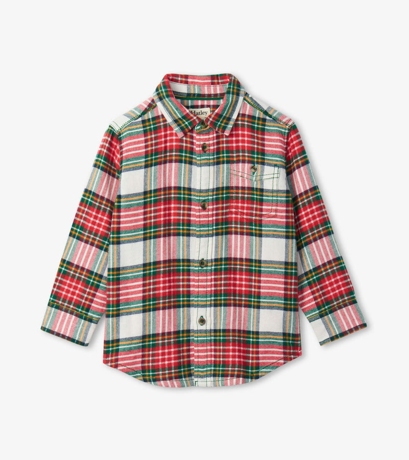 Festive Plaid Button Down Shirt - Tadpole