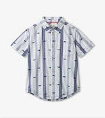 Nautical Whales Short Sleeve Button Down Shirt - Tadpole