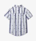 Nautical Whales Short Sleeve Button Down Shirt - Tadpole